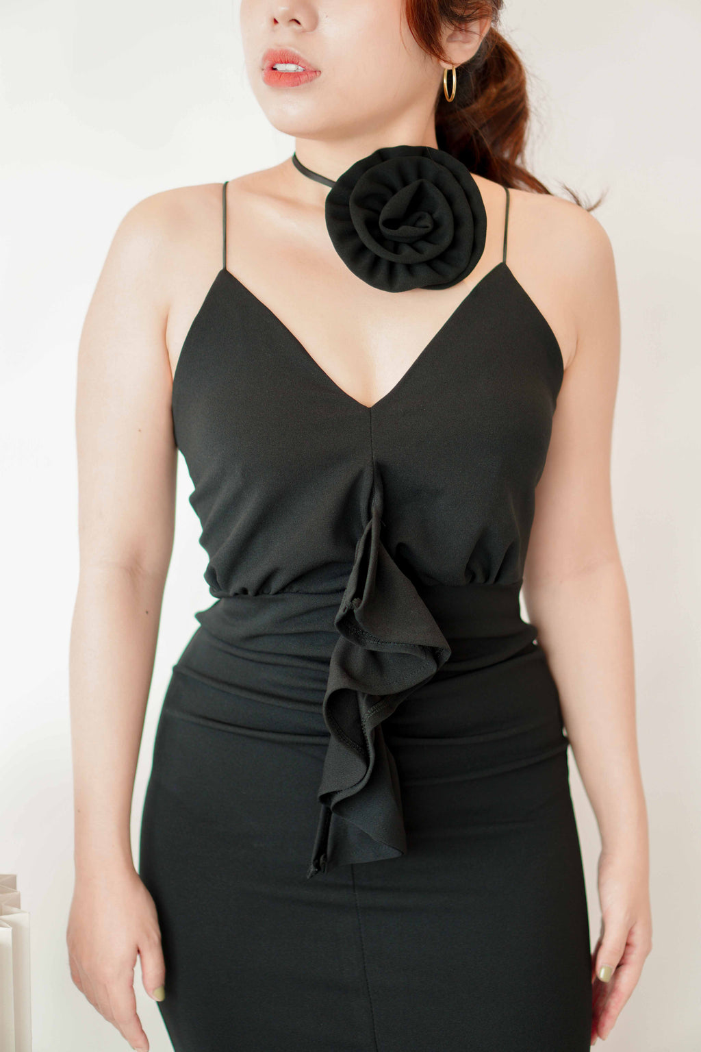 Thorn Love Rose Choker Maxi Dress in Black