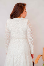 (Premium) Seora Long Sleeve Lace Dress in White