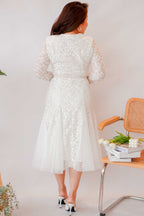 (Premium) Seora Long Sleeve Lace Dress in White