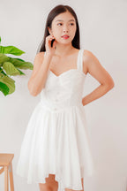 White Opal Ruched Bust Mini Dress in White
