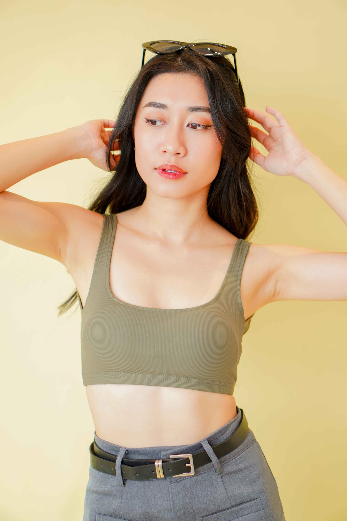 Mini Rebel Padded Crop Top in Green