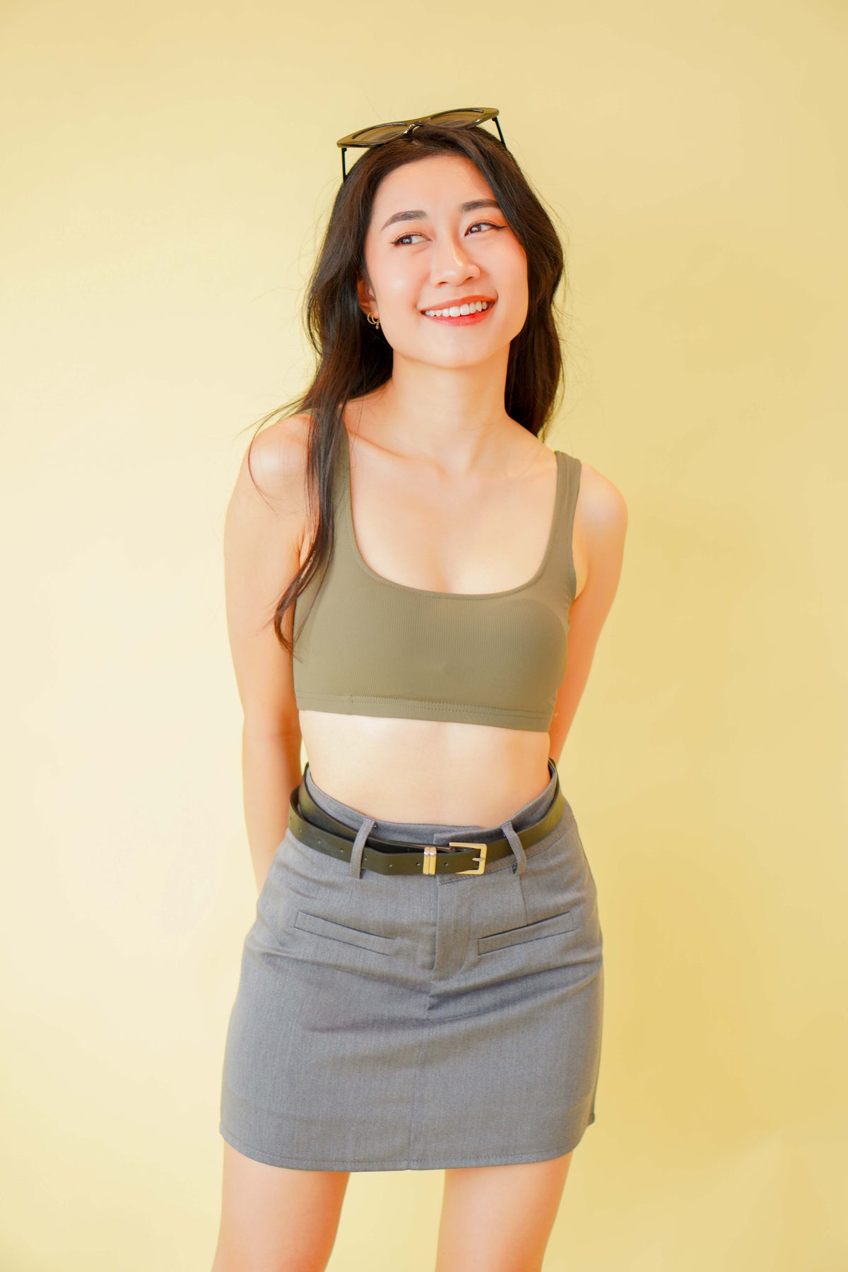 Mini Rebel Padded Crop Top in Green