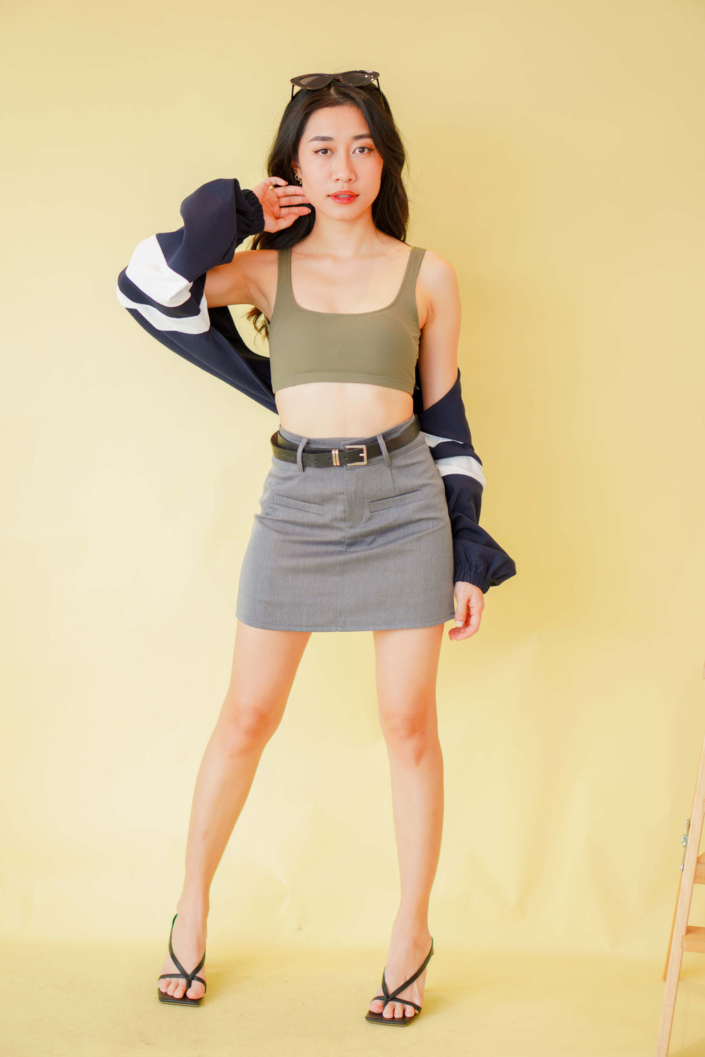 Mini Rebel Padded Crop Top in Green