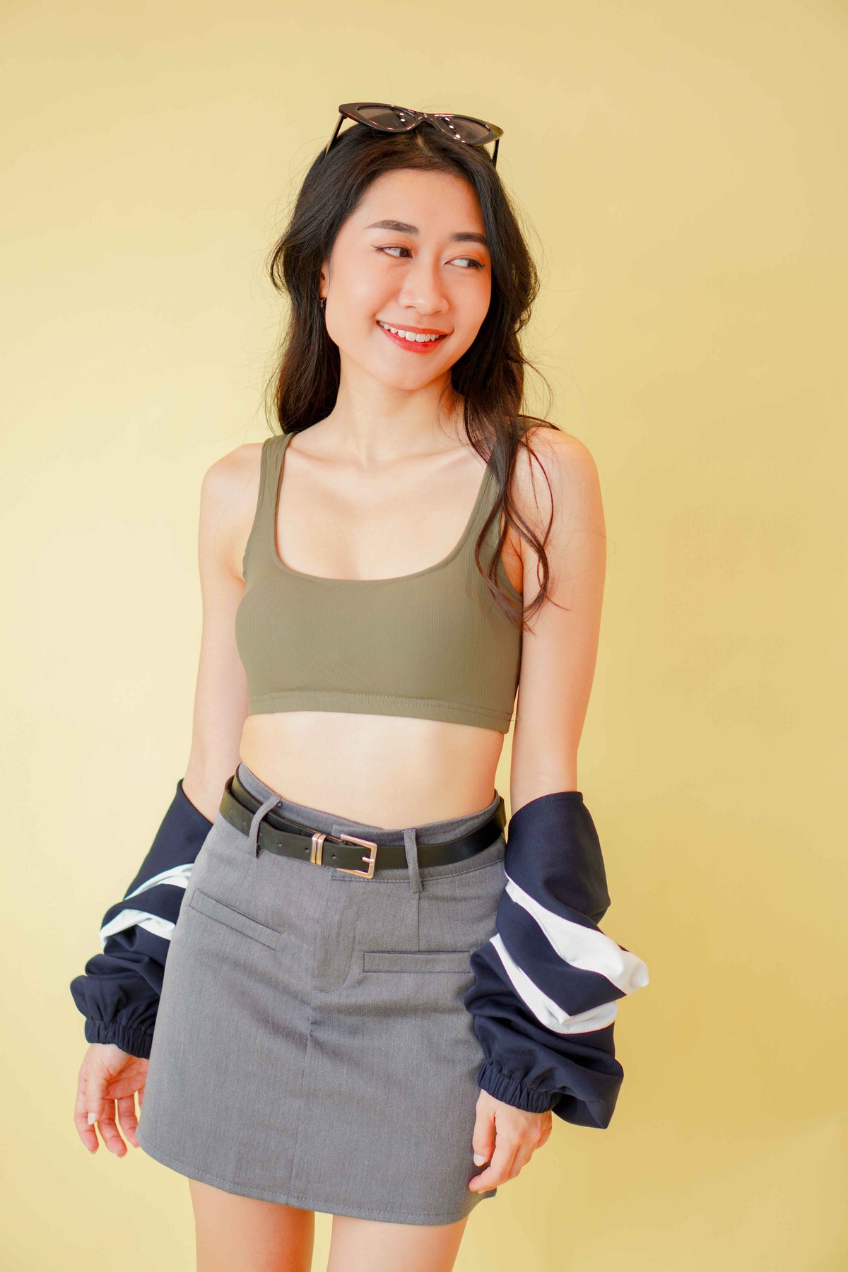 Mini Rebel Padded Crop Top in Green