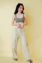 Mini Rebel Padded Crop Top in Green
