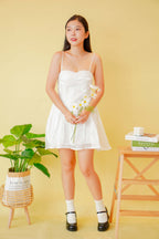 White Ballerina Flowy Mini Dress in White