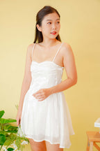White Ballerina Flowy Mini Dress in White