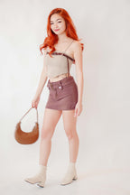 Wild Palm Denim Mini Skirt in Brown