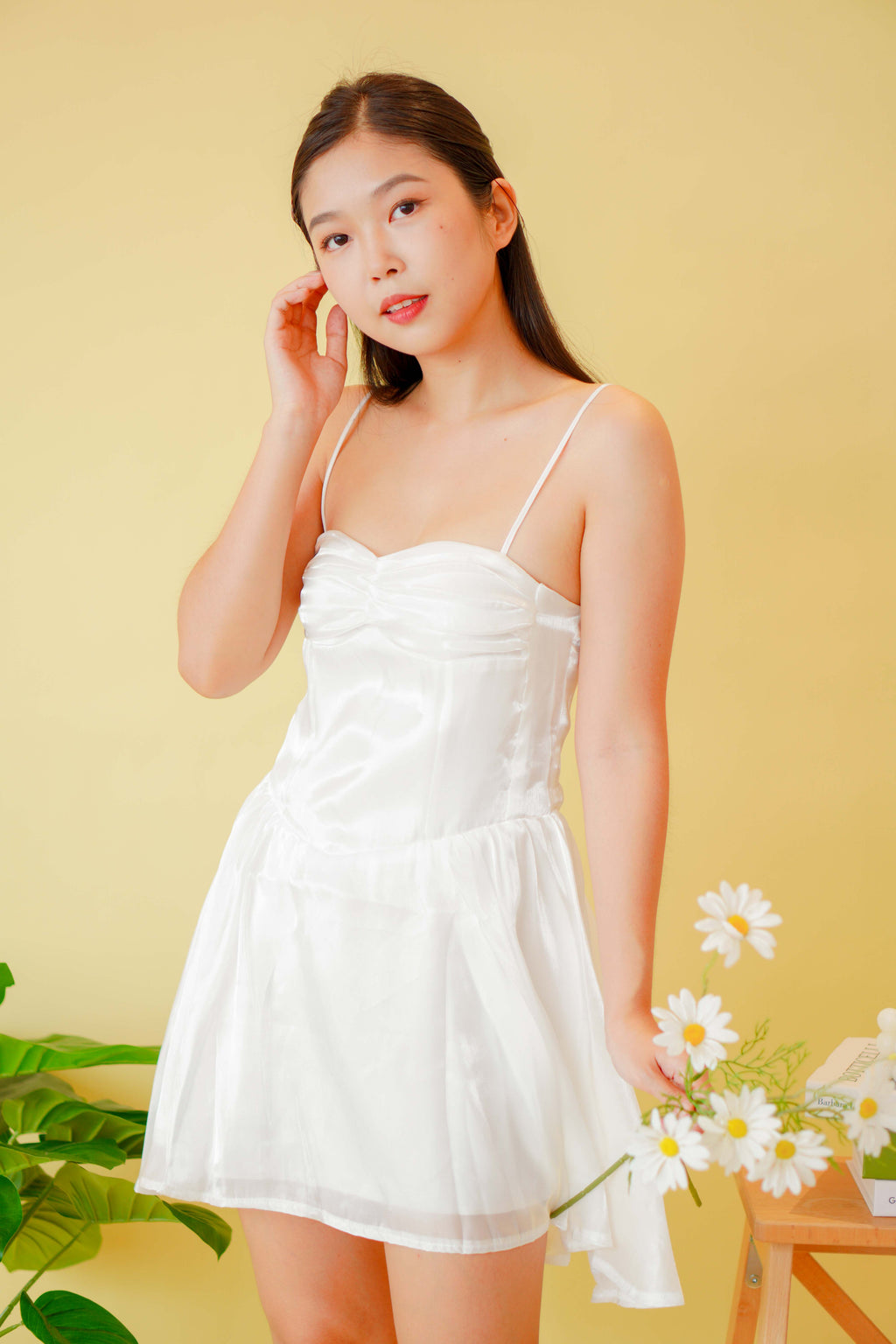 White Ballerina Flowy Mini Dress in White