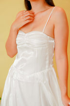 White Ballerina Flowy Mini Dress in White