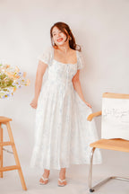 Amaryllis Square Neck Floral Dress in White