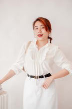 Sun Jae Long Sleeve Blouse in White