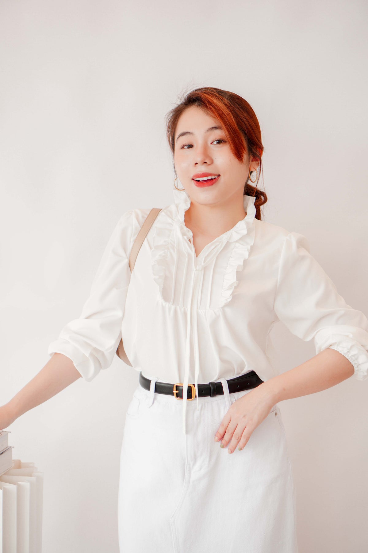 Sun Jae Long Sleeve Blouse in White