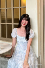 Amaryllis Square Neck Floral Dress in White