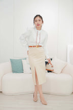Carter Corduroy Bodycon Skirt in Beige