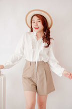 Sun Jae Long Sleeve Blouse in White