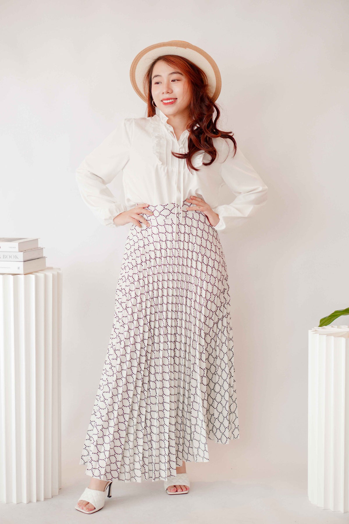 Sun Jae Long Sleeve Blouse in White