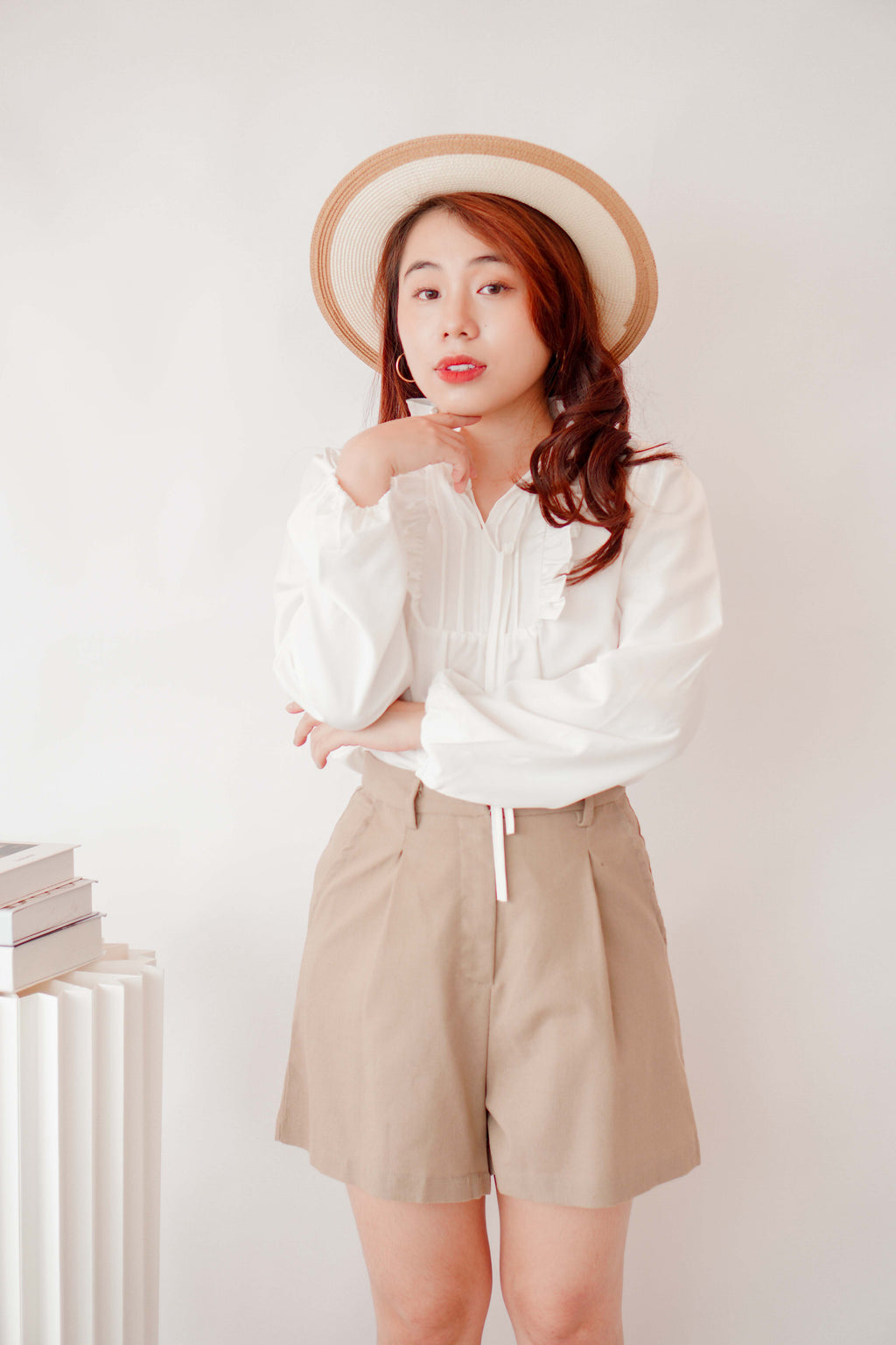 Sun Jae Long Sleeve Blouse in White