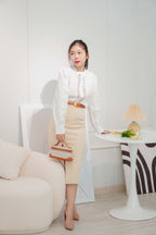 Carter Corduroy Bodycon Skirt in Beige