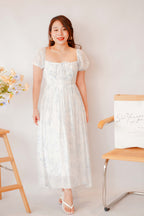 Amaryllis Square Neck Floral Dress in White