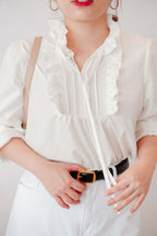 Sun Jae Long Sleeve Blouse in White