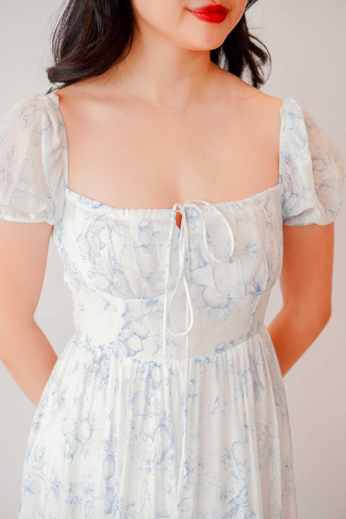 Amaryllis Square Neck Floral Dress in White