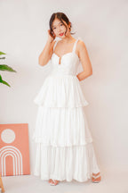 (Premium) Savara Layered Maxi Dress in White