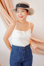 Love Feeling Button Knit Camisole in White