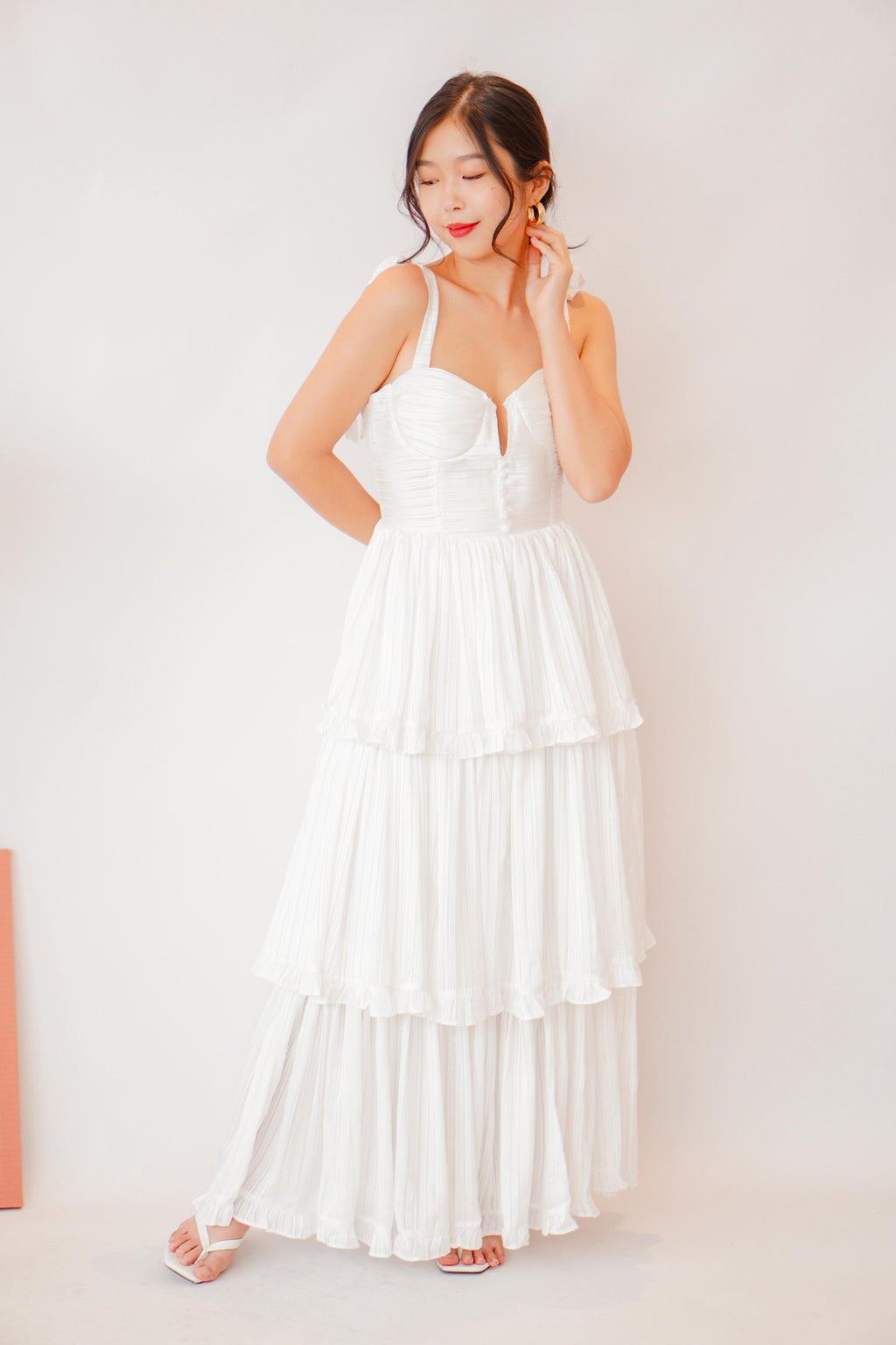 (Premium) Savara Layered Maxi Dress in White