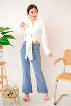 (BACKORDER) Rhaiza Front Tie Blouse Top in White
