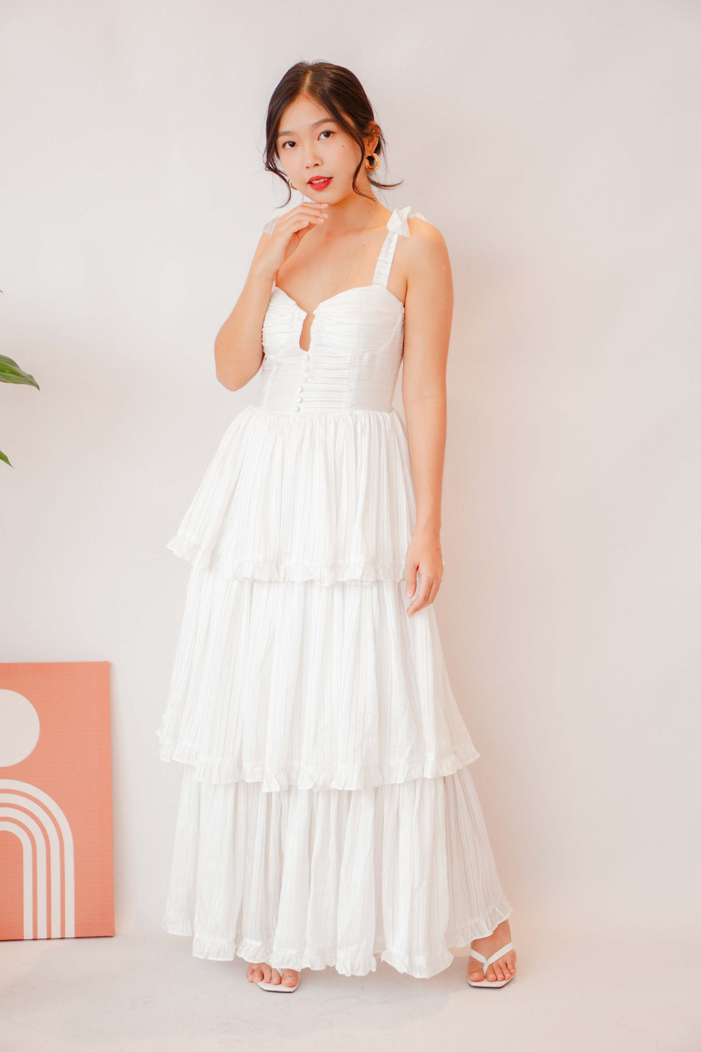 (Premium) Savara Layered Maxi Dress in White