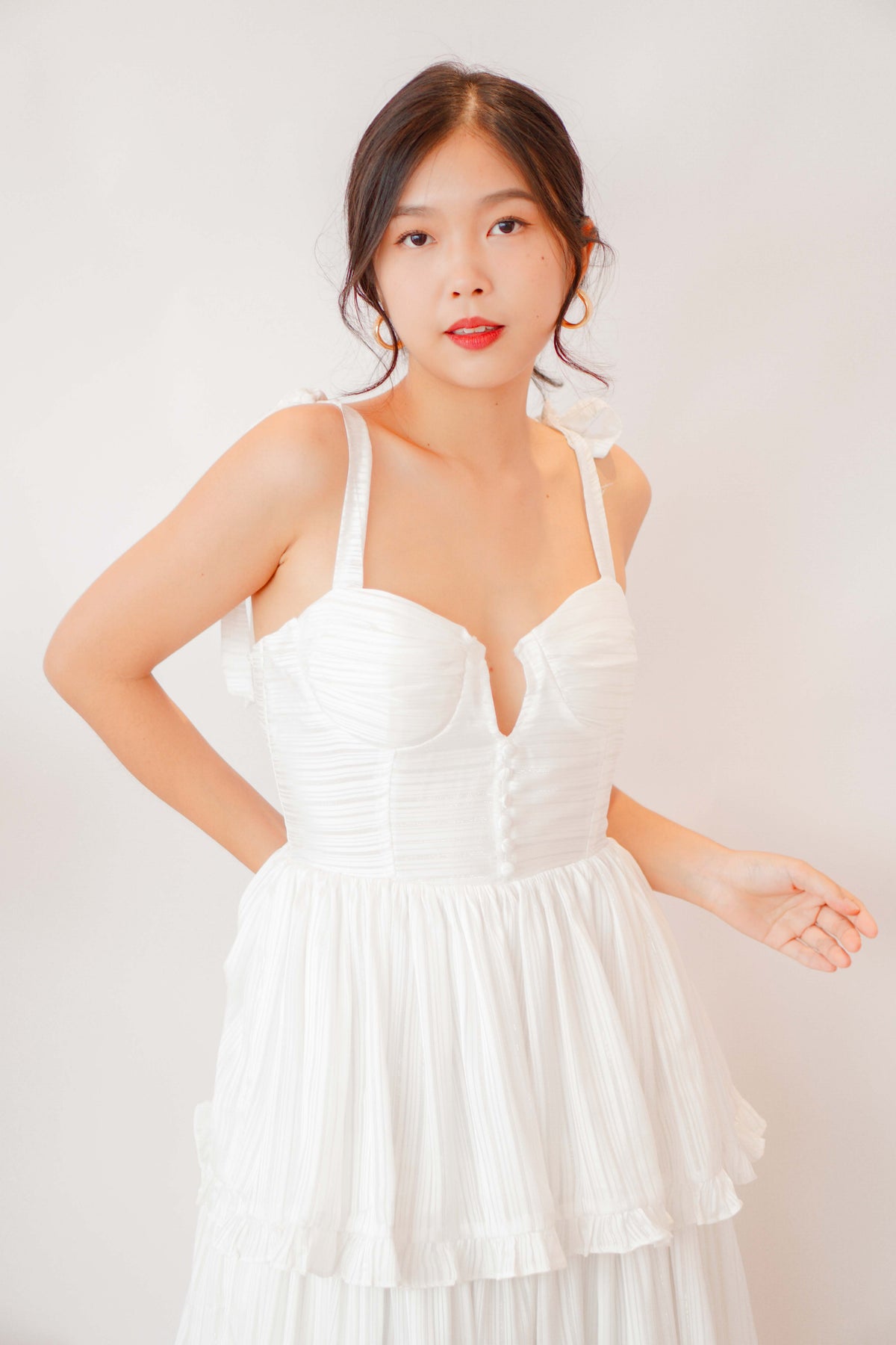 (Premium) Savara Layered Maxi Dress in White
