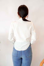 (BACKORDER) Rhaiza Front Tie Blouse Top in White