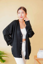 (BACKORDER) White Cloud Cardigan in Black
