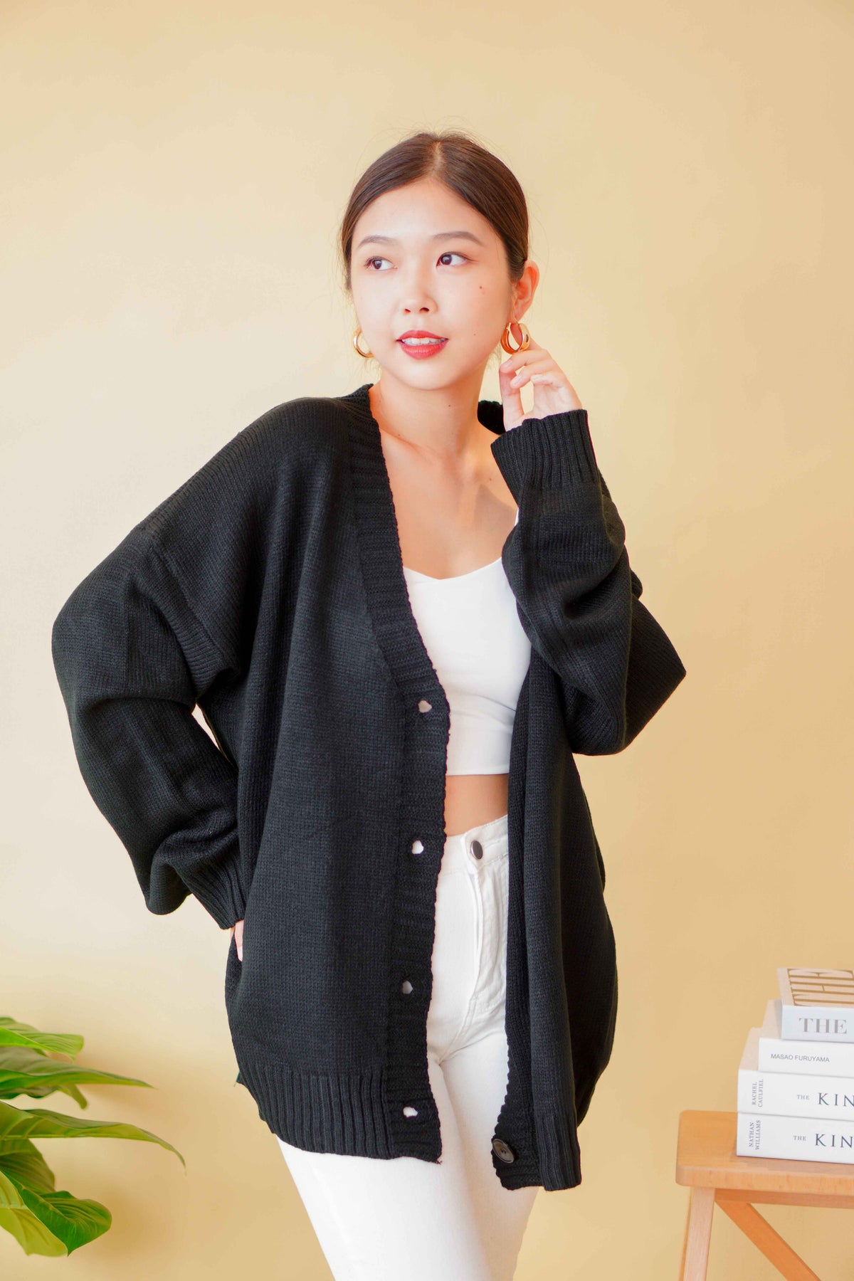 (BACKORDER) White Cloud Cardigan in Black
