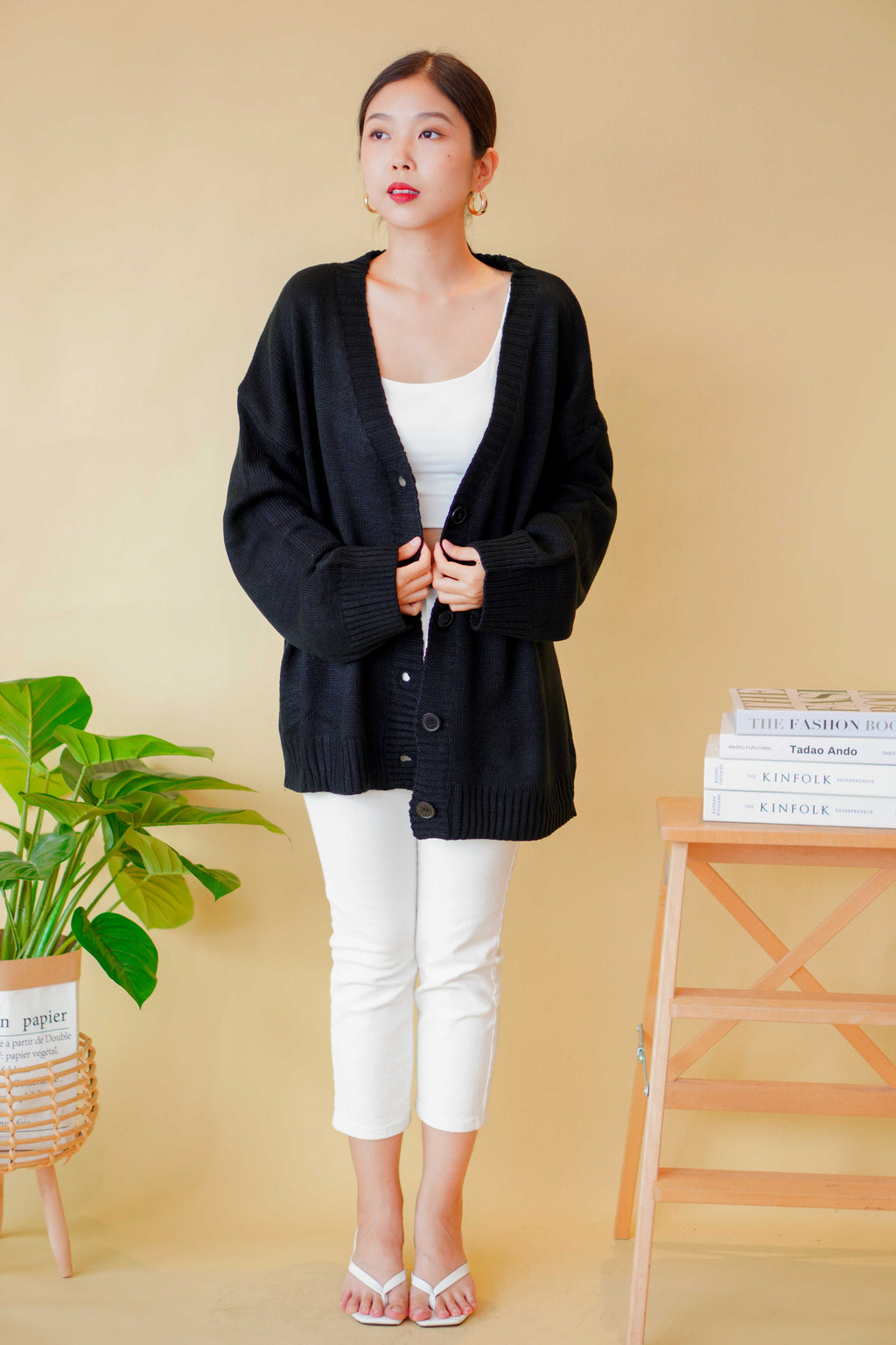 (BACKORDER) White Cloud Cardigan in Black