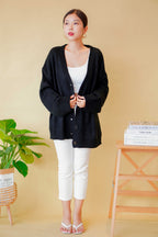(BACKORDER) White Cloud Cardigan in Black