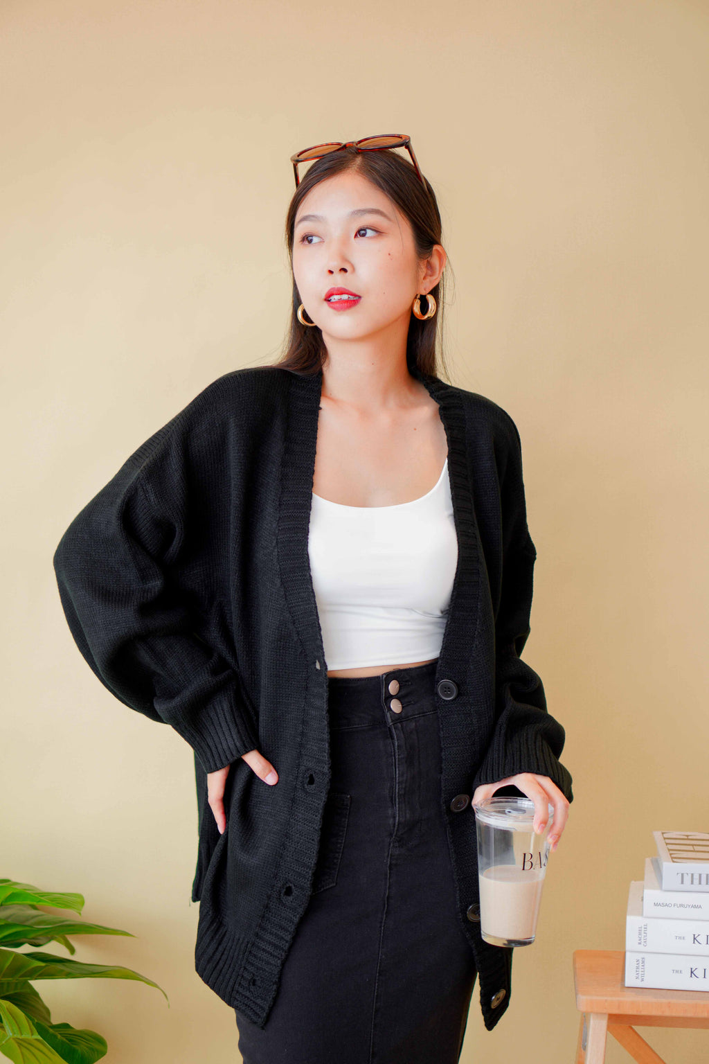 (BACKORDER) White Cloud Cardigan in Black