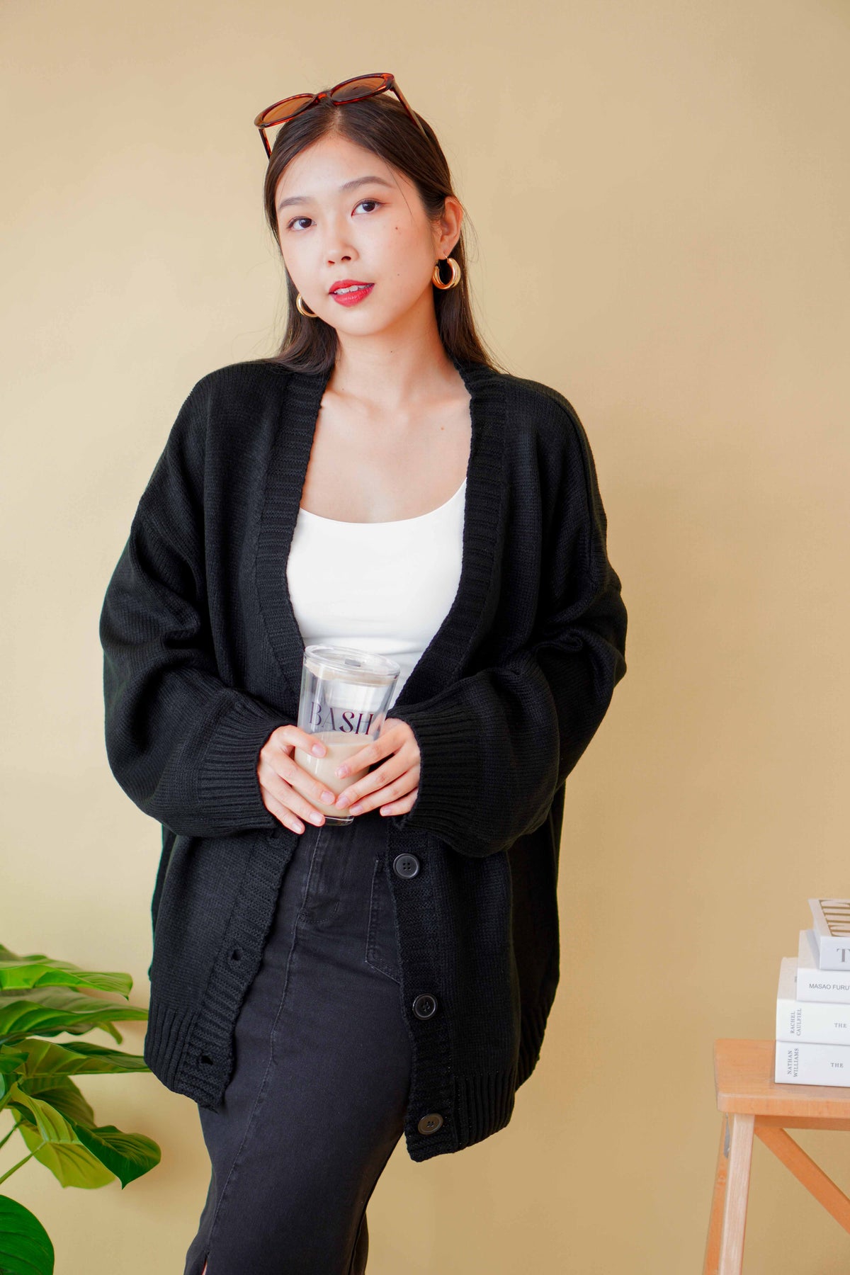 (BACKORDER) White Cloud Cardigan in Black