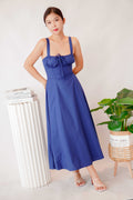 Ruby Corset Maxi A-line Dress in Blue