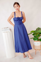 Ruby Corset Maxi A-line Dress in Blue