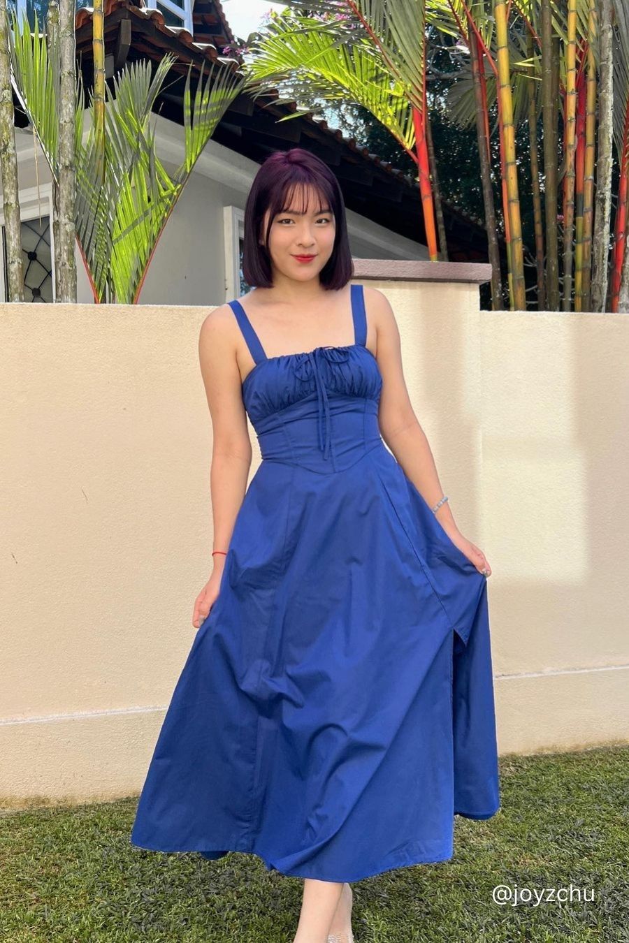 Ruby Corset Maxi A-line Dress in Blue