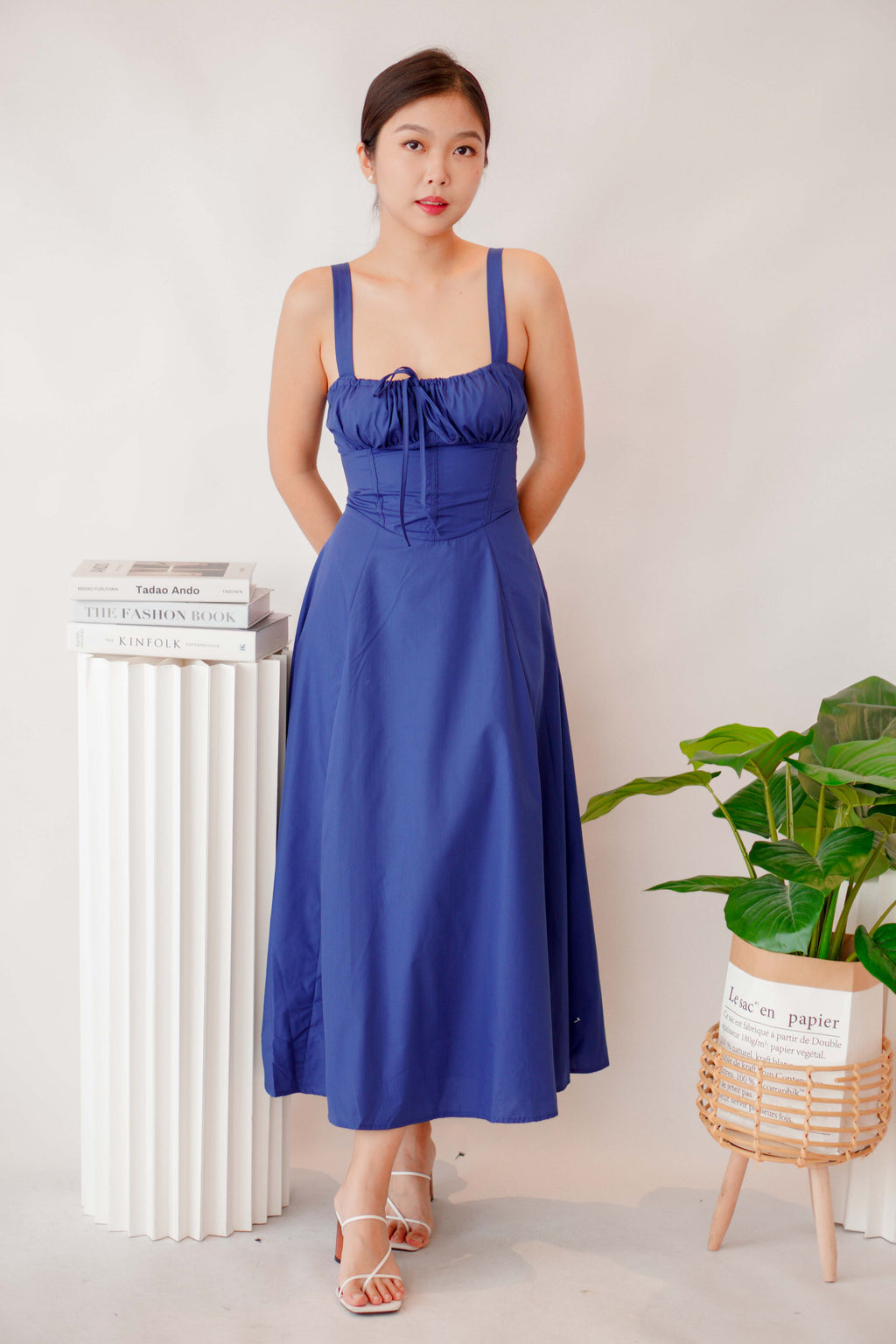 Ruby Corset Maxi A-line Dress in Blue