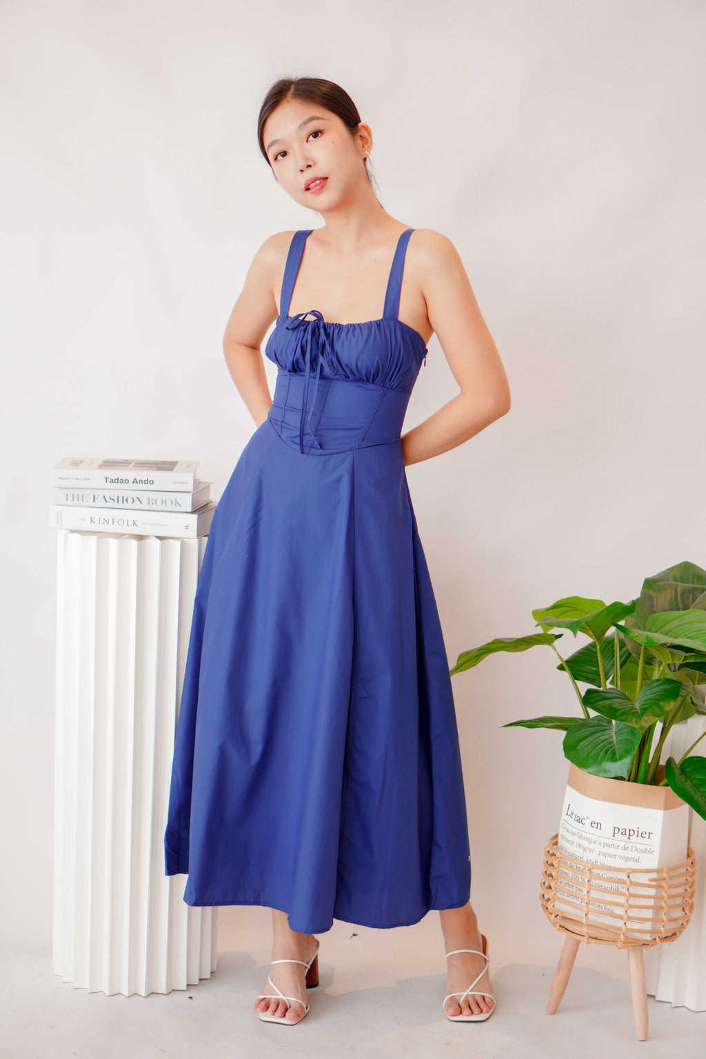 Ruby Corset Maxi A-line Dress in Blue