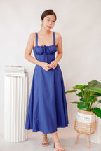 Ruby Corset Maxi A-line Dress in Blue