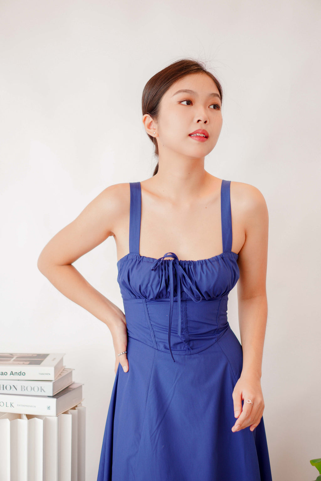 Ruby Corset Maxi A-line Dress in Blue