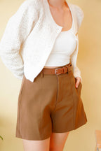 Chloe High Waisted Shorts in Light Brown