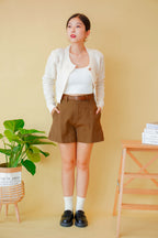 Chloe High Waisted Shorts in Light Brown