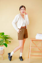 Chloe High Waisted Shorts in Light Brown