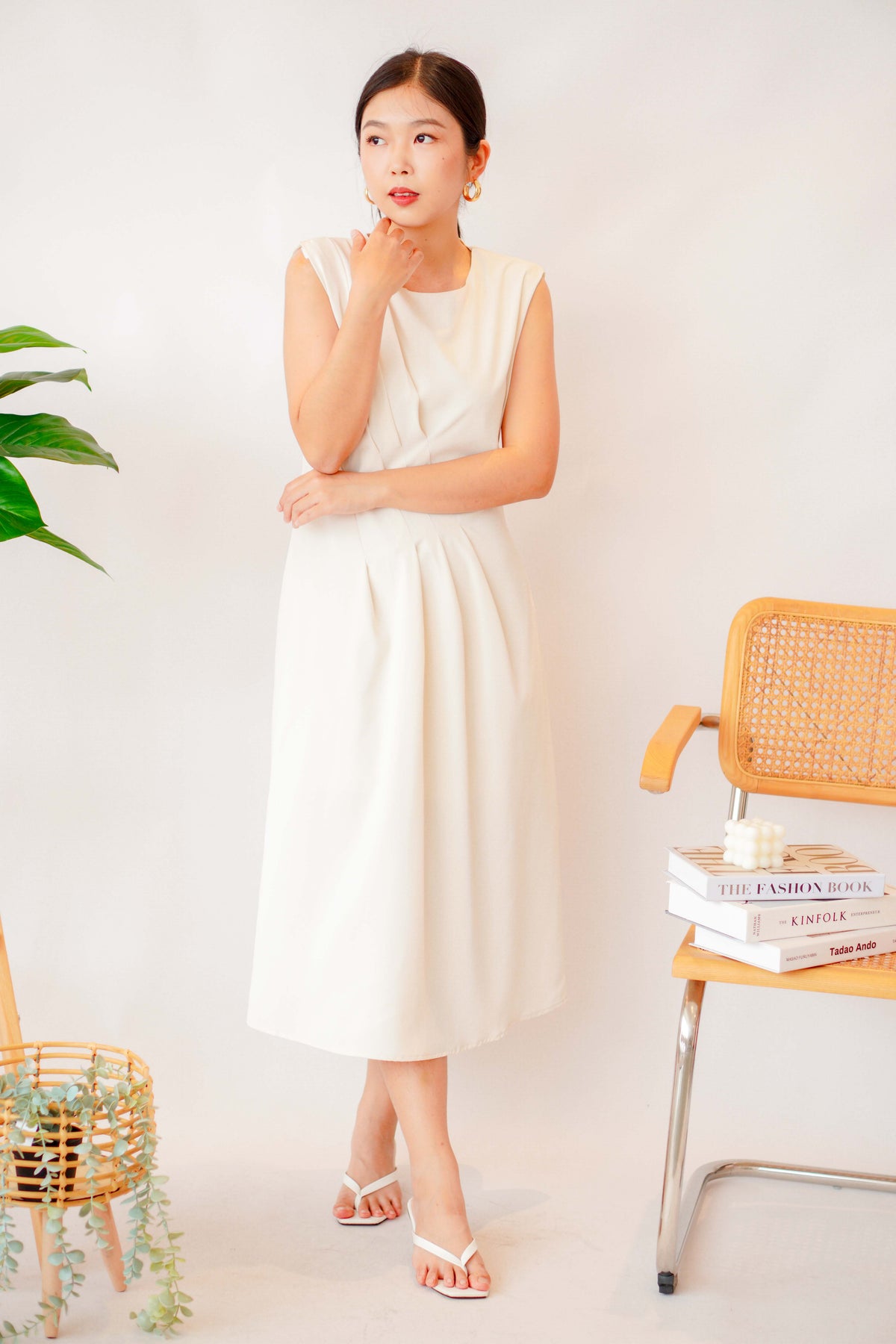 Brunita Midi Dress in Cream
